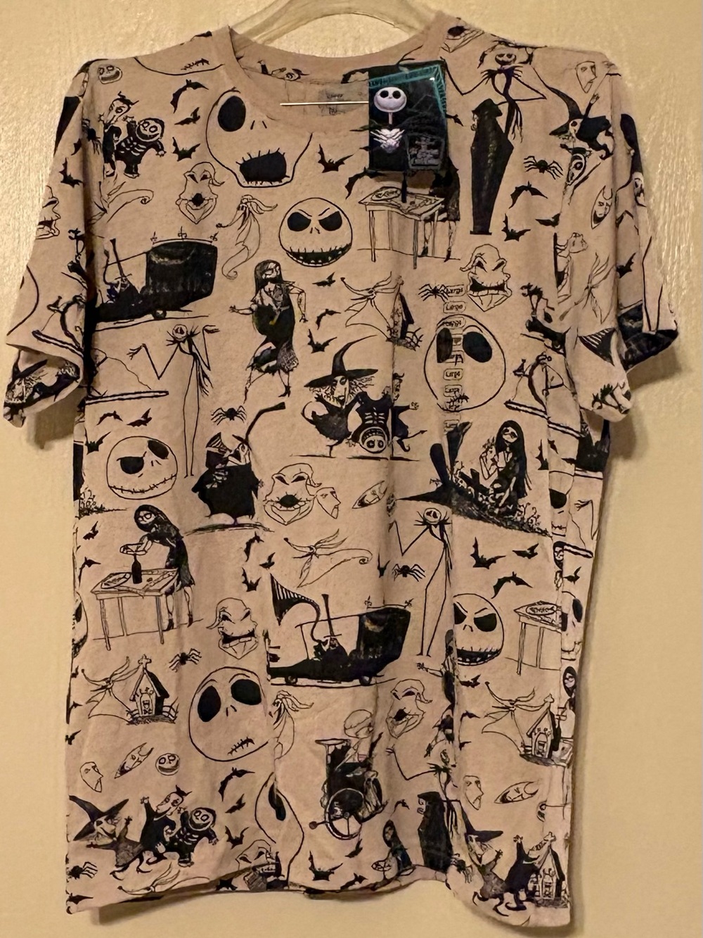 Disney Nightmare Before Christmas All Over Print Graphic Tee L Jack Sally